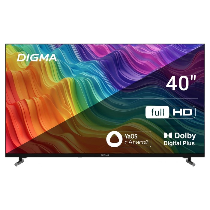 Телевизор LED Digma 40" DM-LED40SBB33 Яндекс.ТВ Frameless Metal черный FULL HD 60Hz DVB-T D   107892 - Фото 1