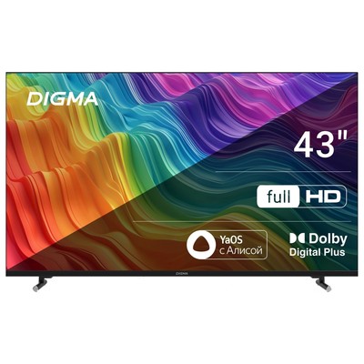 Телевизор LED Digma 43" DM-LED43SBB33 Яндекс.ТВ Frameless Metal черный FULL HD 60Hz DVB-T D   107892