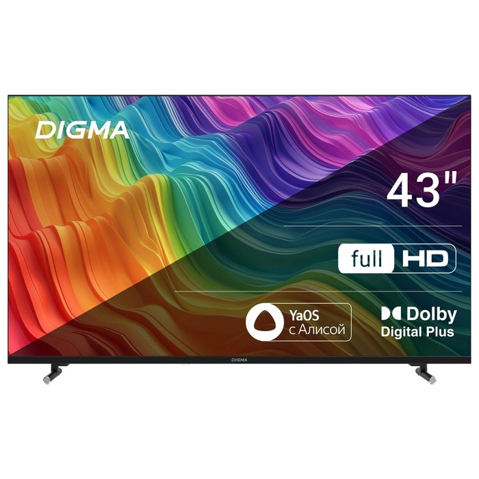 Телевизор LED Digma 43" DM-LED43SBB33 Яндекс.ТВ Frameless Metal черный FULL HD 60Hz DVB-T D   107892 - Фото 1