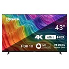 Телевизор LED Digma 43" DM-LED43UBB33 Яндекс.ТВ Frameless Metal черный 4K Ultra HD 60Hz DVB   107892 - Фото 1