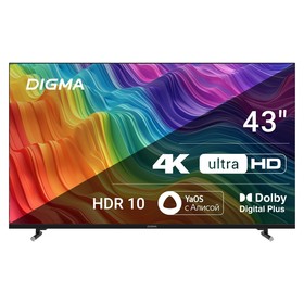 Телевизор LED Digma 43" DM-LED43UBB33 Яндекс.ТВ Frameless Metal черный 4K Ultra HD 60Hz DVB   107892