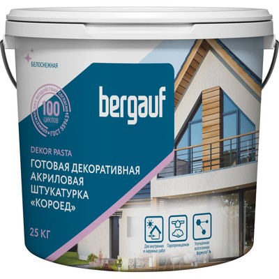 Штукатурка декоративная Bergauf Dekor Pasta «Короед», 2.0 мм, цвет белоснежный,, 25 кг