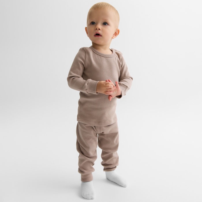 Костюм детский (лонгслив, брюки) MINAKU, рост 62-68 см, коричневый - Фото 1