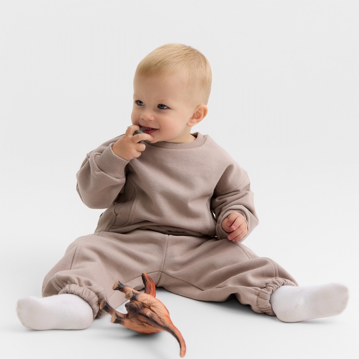 Костюм детский (свитшот, брюки) MINAKU, рост 62-68 см, коричневый