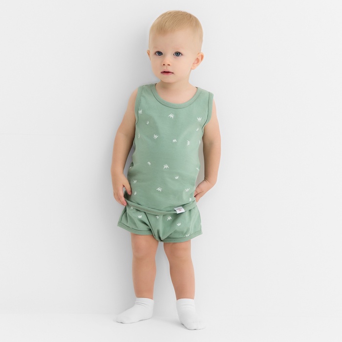 Костюм для девочки (майка, шорты) MINAKU, рост 74-80 см, оливковый - Фото 1