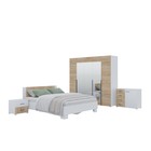 Спальный гарнитур «Бостон», комплект 5 предметов, цвет белый/дуб золотой/бетон - Фото 1