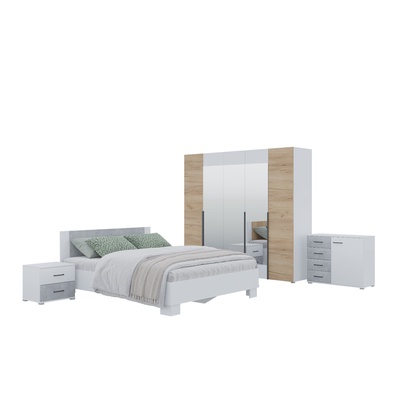 Спальный гарнитур «Бостон», комплект 5 предметов, цвет белый/дуб золотой/бетон