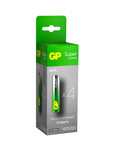 Батарейка алкалиновая GP Super, AAA, LR03-40BOX, 1.5 В, набор 40 шт.
