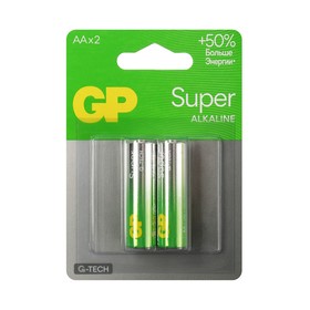 Батарейка алкалиновая GP Super, AA, LR6-2BL, 1.5В, блистер, 2 шт. 10783283