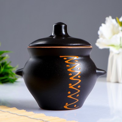 Горшок керамический для запекания с ручками №5 0.5 л чугун