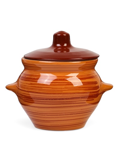 Горшочек для запекания Борисовская керамика «Тигровая», 500 мл, 10×10.5 см, оранжевый
