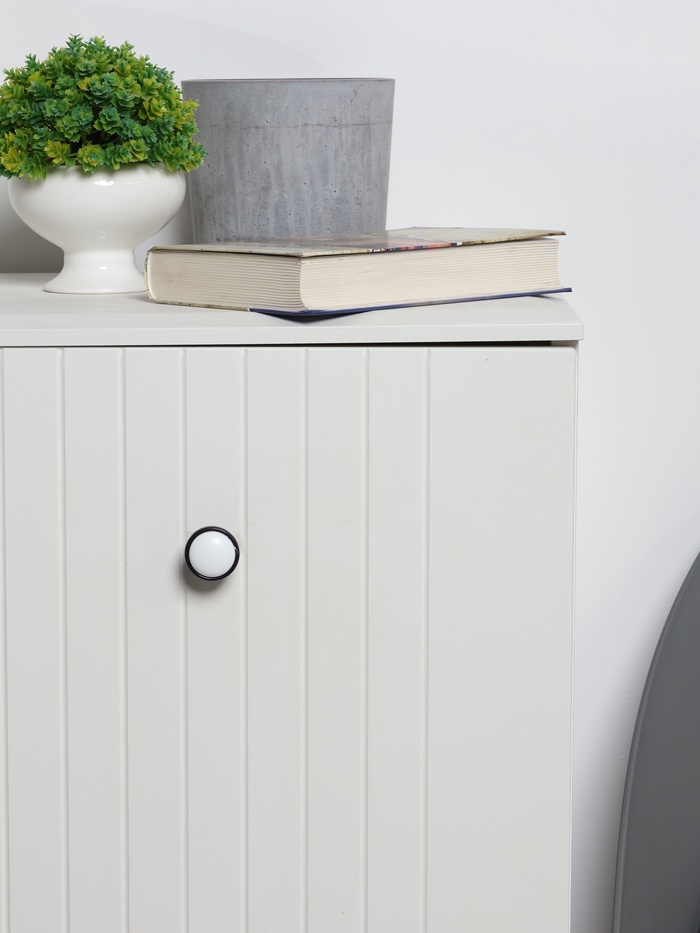 Ручка-кнопка CAPPIO РК101, d=32 мм, пластик, цвет черный с белой вставкой, 8 шт.