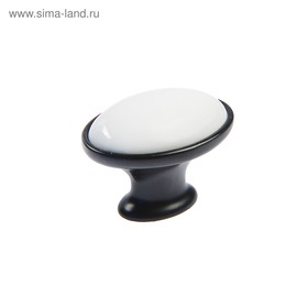 Ручка кнопка ТУНДРА РК023BL LIGHT, чёрная с белой вставкой, 8 шт TMP