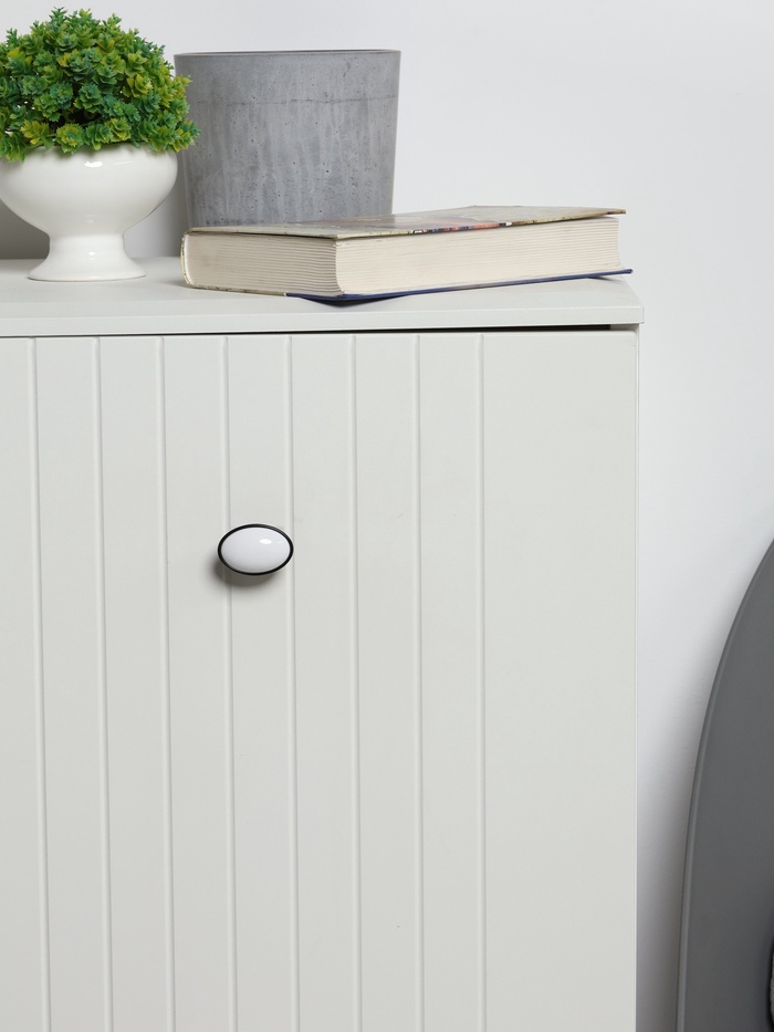 Ручка-кнопка ТУНДРА РК023BL LIGHT, чёрная с белой вставкой, 8 шт.