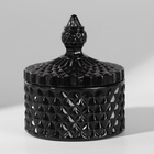 Стеклянная шкатулка для украшений «Ромбы и купол», с крышкой, d=8.3×10.5 см, чёрный - Фото 6
