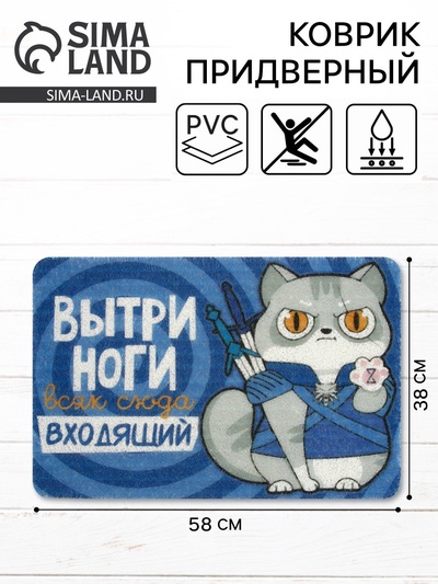 Коврик придверный «Вытри ноги», 38×58 см