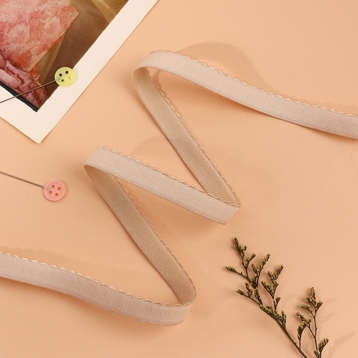 Резинка становая, с ажурным краем, 10 мм, 10±0.5 м, бежевая - Фото 1