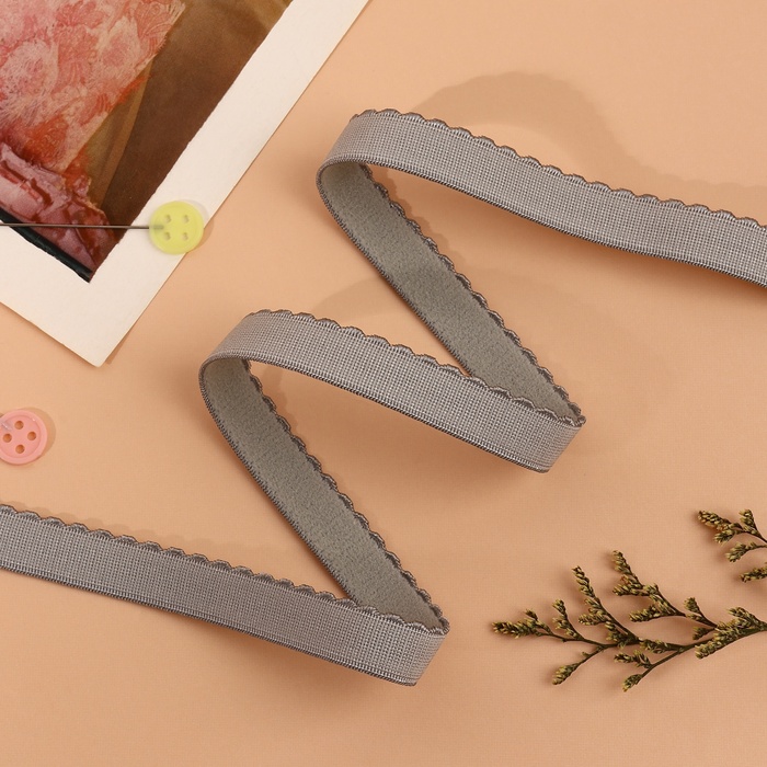 Резинка становая, с ажурным краем, 10 мм, 10±0.5 м, серая - Фото 1