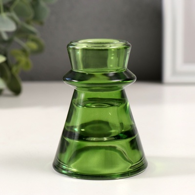 Стеклянный подсвечник на 1 свечу «Нео», прозрачный зелёный, d=2.3 см, 6×6×7.5 см