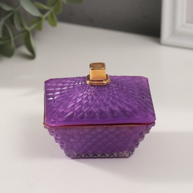 Шкатулка для украшений «Вспышка», стекло, сирень с золотом 7.5×7.5×6 см