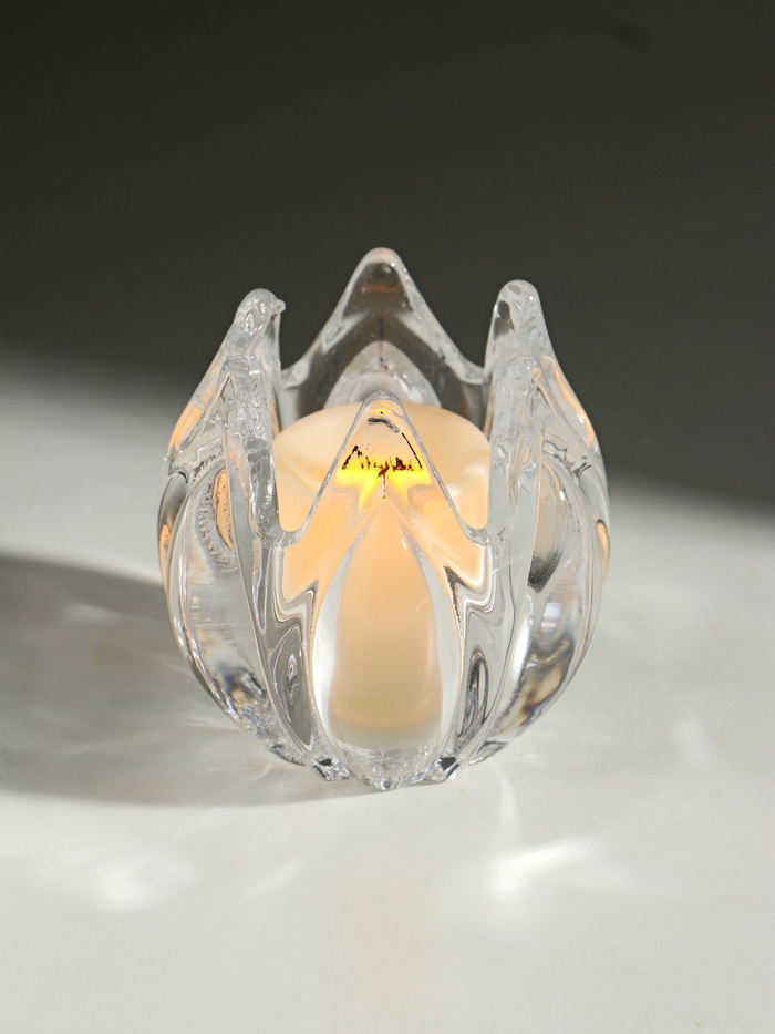 Стеклянный подсвечник на 1 свечу «Остроконечный тюльпан», прозрачный, 7×7×7 см