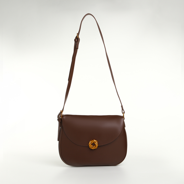 Сумка женская мессенджер TEXTURA на магните, с косметичкой, 28×4×20 см, коричневая - Фото 1