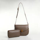 Сумка женская мессенджер TEXTURA на магните, с косметичкой, 28×4×20 см, серая - Фото 4