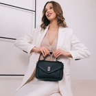 Сумка женская мессенджер TEXTURA на клапане, 24×7×16 см, чёрная - Фото 3