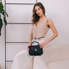 Сумка женская мессенджер TEXTURA на клапане, 24×7×16 см, чёрная - Фото 13