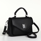 Сумка женская мессенджер TEXTURA на клапане, 24×7×16 см, чёрная - Фото 9