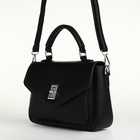 Сумка женская мессенджер TEXTURA на клапане, 24×7×16 см, чёрная - Фото 7