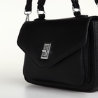 Сумка женская мессенджер TEXTURA на клапане, 24×7×16 см, чёрная - Фото 6