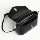 Сумка женская мессенджер TEXTURA на клапане, 24×7×16 см, чёрная - Фото 4