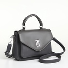 Сумка женская мессенджер TEXTURA на клапане, 24×7×16 см, тёмно-серая - Фото 12