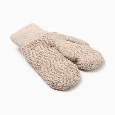 Варежки вязаные женские MINAKU, цвет песочный, размер 24 см