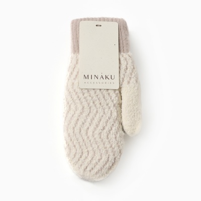 Варежки вязаные женские MINAKU, молочные, размер 24 см