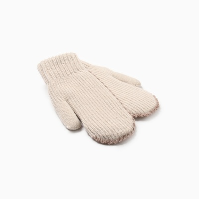 Варежки вязаные женские MINAKU, бежевые, размер 22 см