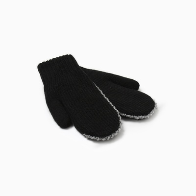 Варежки вязаные женские MINAKU, чёрные, размер 22 см