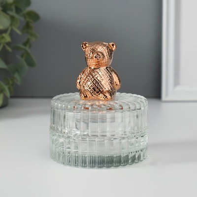 Шкатулка для украшений «Медный медвежонок», стекло, керамика, 7.8×7.8×9.5 см