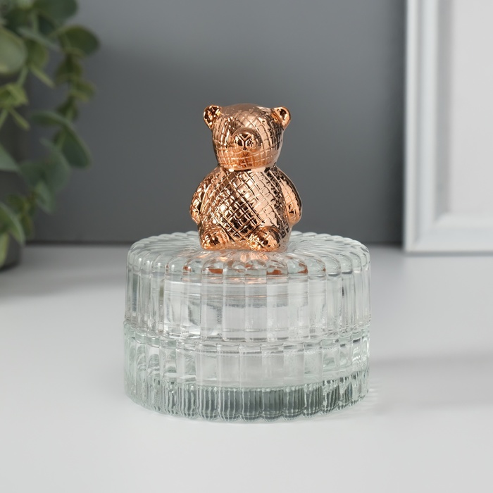 Шкатулка для украшений «Медный медвежонок», стекло, керамика, 7.8×7.8×9.5 см - Фото 1