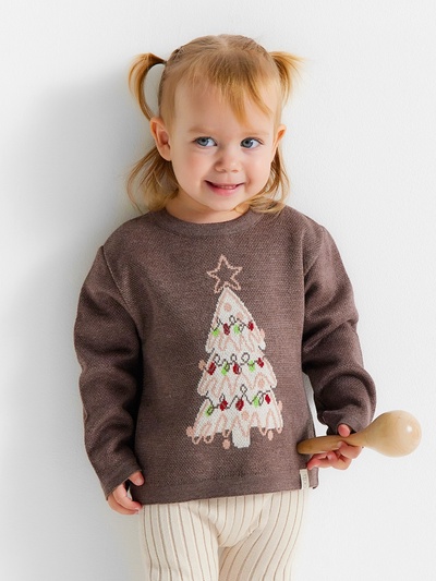 Джемпер вязаный «Крошка Я. Новогодние игрушки», рост 68-74 см, коричневый