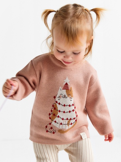 Джемпер вязаный «Крошка Я. Зимний котик», рост 86-92 см, розовый