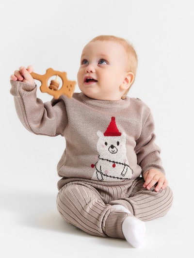 Костюм вязаный детский «Крошка Я. Зимний мишка», рост 74-80 см