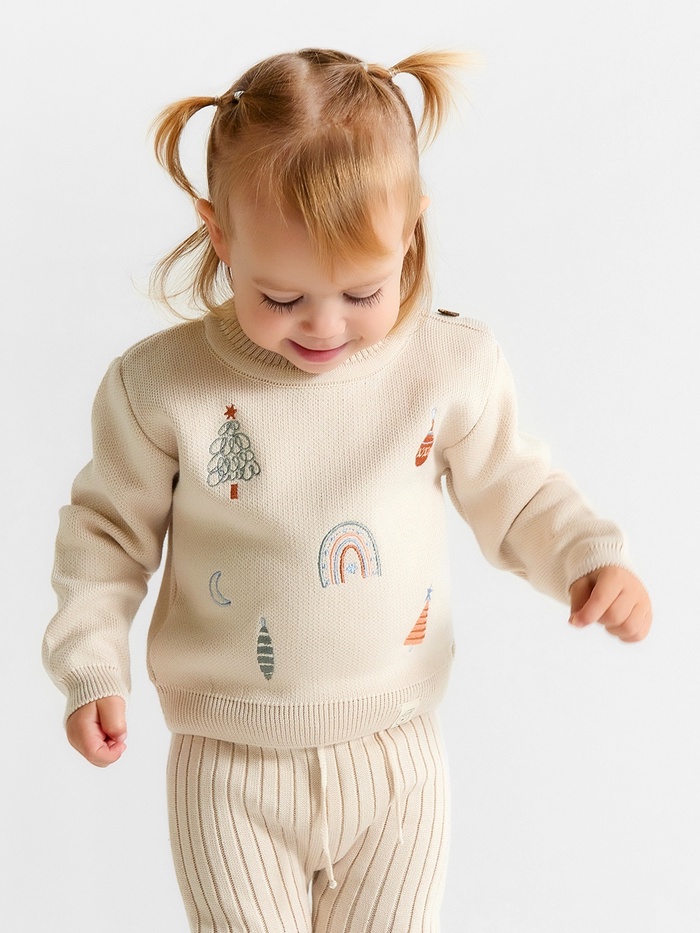 Костюм вязаный детский «Крошка Я. Новогодние игрушки», рост 68-74 см, бежевый - Фото 1