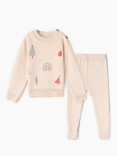 Костюм вязаный детский «Крошка Я. Новогодние игрушки», рост 92-98 см, бежевый