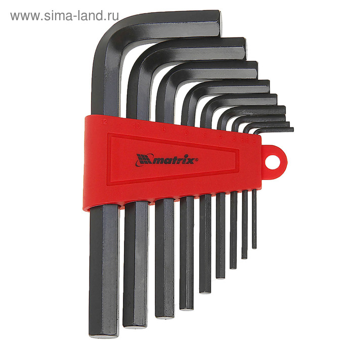 Набор ключей имбусовых MATRIX 11222, 2,0–12 мм, 9 шт, короткие, оксидированные - Фото 1