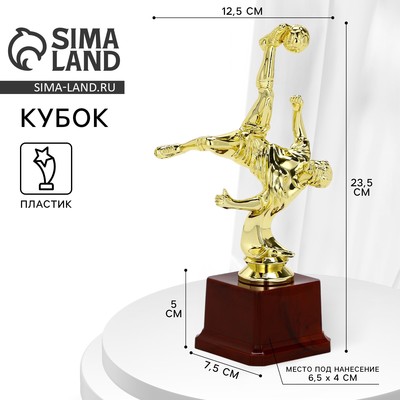 Наградная фигура кубок «Футболист», A, золото, подставка пластик, 23.5 см