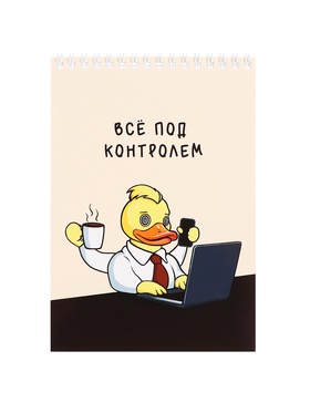 Блокнот А5, 40 листов в клетку на гребне "Утка", обложка мелованный картон, матовая ламинация, выборочный УФ-лак, блок офсет (комплект 3 шт)