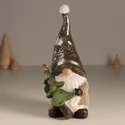 Фигурка светящаяся полистоун «Дед Мороз в колпаке, с ёлкой», беж и шоколад, 10.5×10.5×22 см - Фото 2