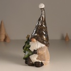 Фигурка светящаяся полистоун «Дед Мороз в колпаке, с ёлкой», беж и шоколад, 10.5×10.5×22 см - Фото 5